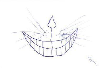 A toothy grin with a cat nose and whiskers