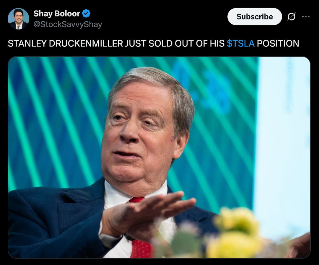 Druckenmiller sells TSLA - THE REAL STORY