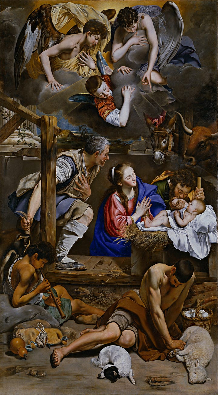 Adoration of the Shepherds (detail), Hugo van der Goes  Natività, Giovanni da Milano  Nazareth, John B. Guiliani  Adoration of the Shepherds, Francesco di Marco Marmitta da Parma