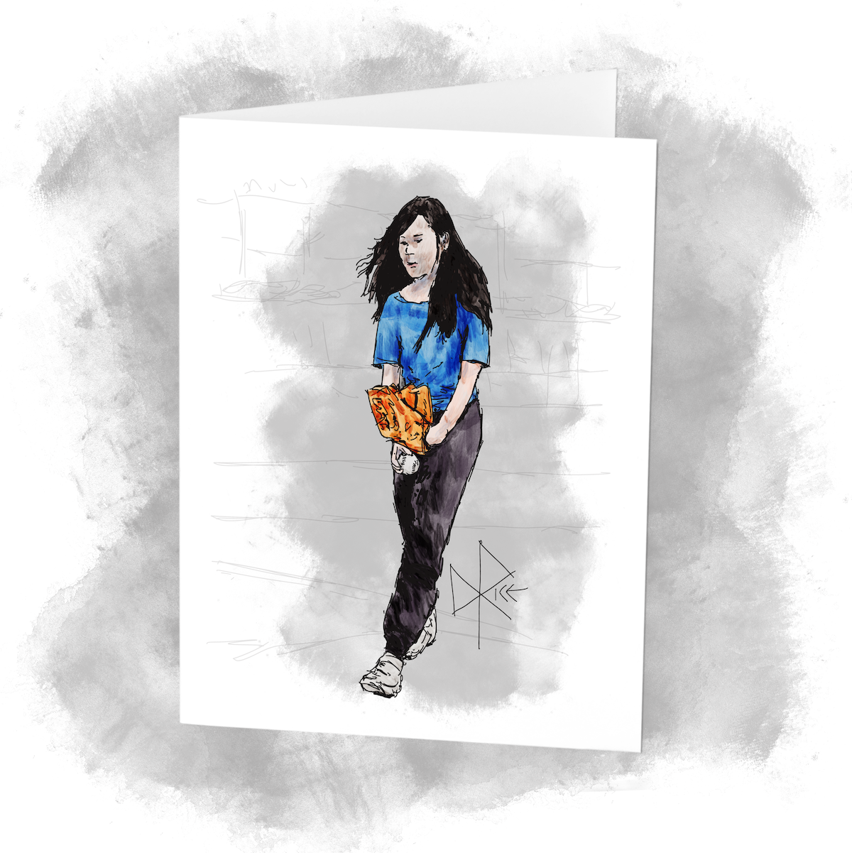 A teen girl steps through the mound as she prepares to pitch the baseball that she holds in her hand. Sketch art by Don Rice. A teen girl steps through the mound as she prepares to pitch the baseball that she holds in her hand. Sketch art by Don Rice.