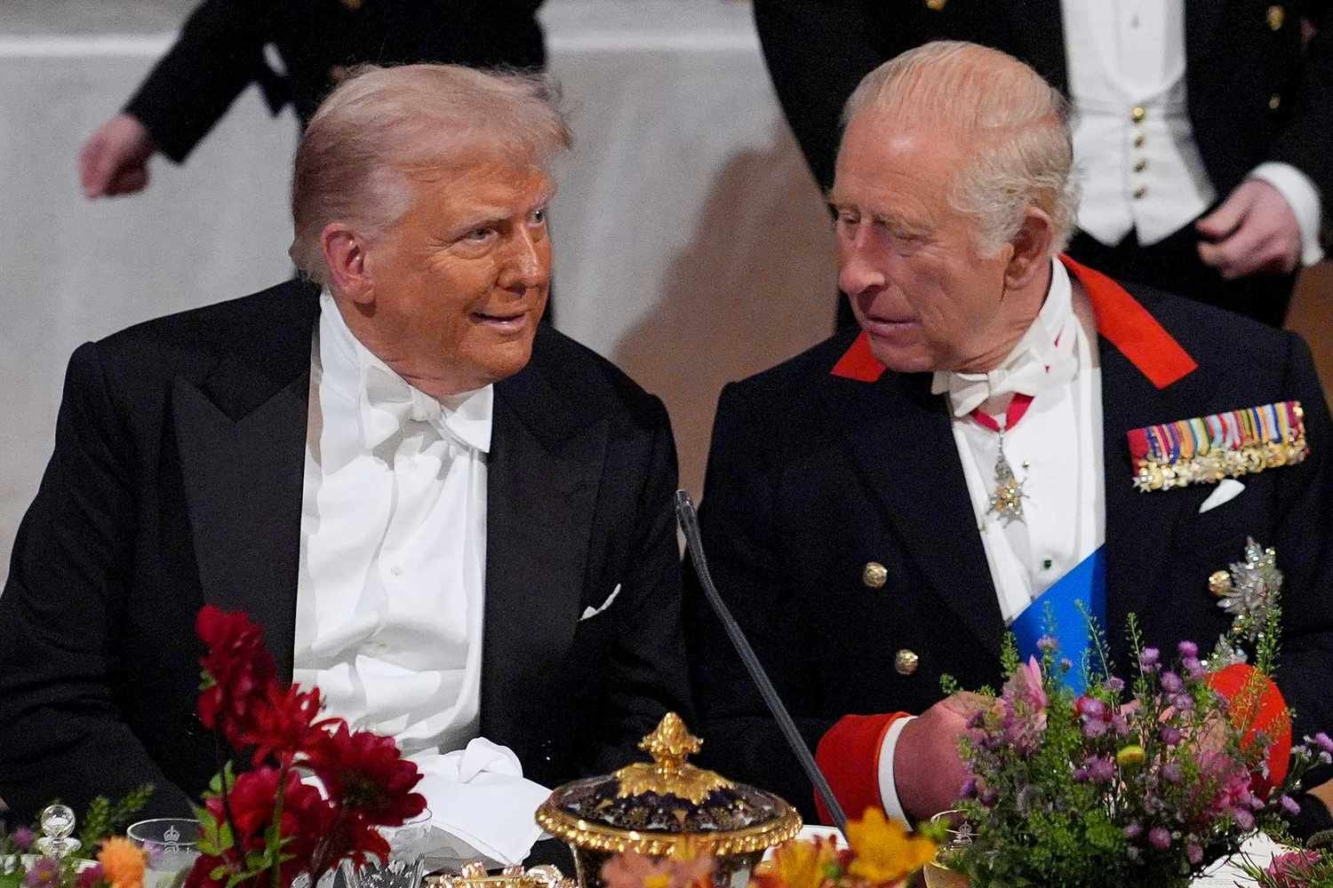 US President Donald Trump and Britain's King Charles III attend a State Banquet at Windsor Castle, in Windsor, on September 17, 2025