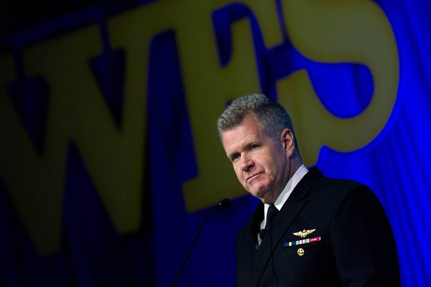 Admiral Samuel Paparo Commander of US Indo-Pacific Command at podium