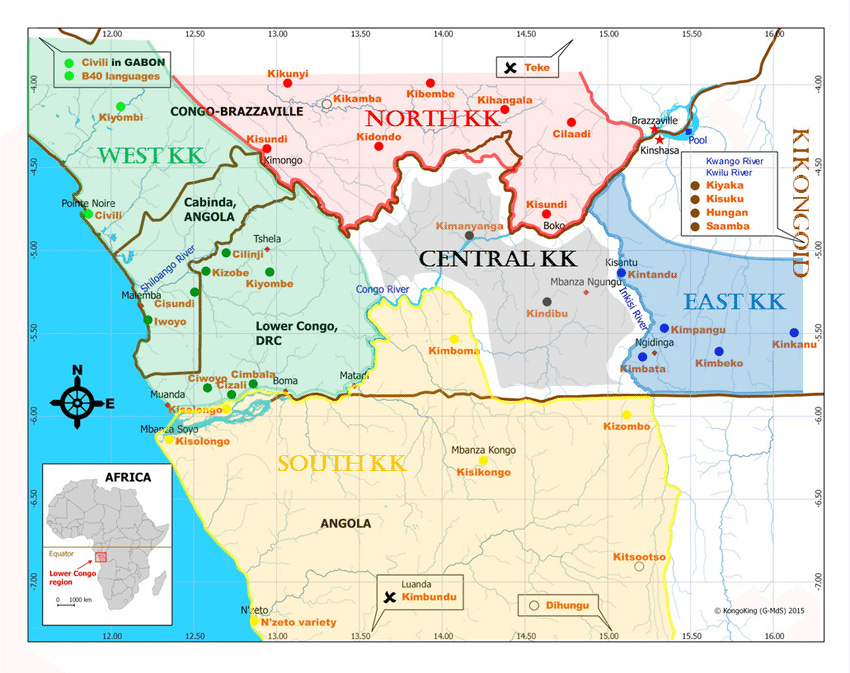Civili in GABON 
840 languages 
WES 
Civi 
CON 
nyi 
BRAZZAVILLE 
i sundi 
Kikamba 
Kidondo 
Cabinda, 
ANGOLA 
•cilinji• 
KizObe 
Kiyo m be 
Kim an 
Xihangala 
Kisundi 
anga 
Ki ntu 
Kintandu 
M banza Ngung 
Kindibu 
Kiyaka 
Kisuku 
Hungan 
Saamba 
EAST KK 
C isundi 
w OYO 
Lower Congo, 
Kimpangg 
idinga 
Kimbeko 
b ata 
Cimbal 
k'anda 
Kiss long o 
AFRICA 
SOÜTHKK 
ANGOLA 
X 
Kimb u ndu 
N •zoto variety 
O Dihungu 