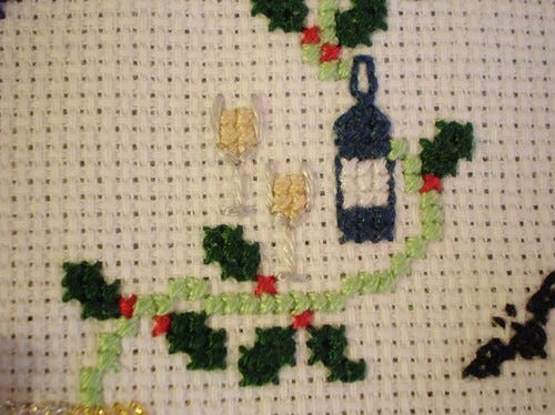 Cross Stitch Champagne and Glasses Cross Stitch Champagne and Glasses