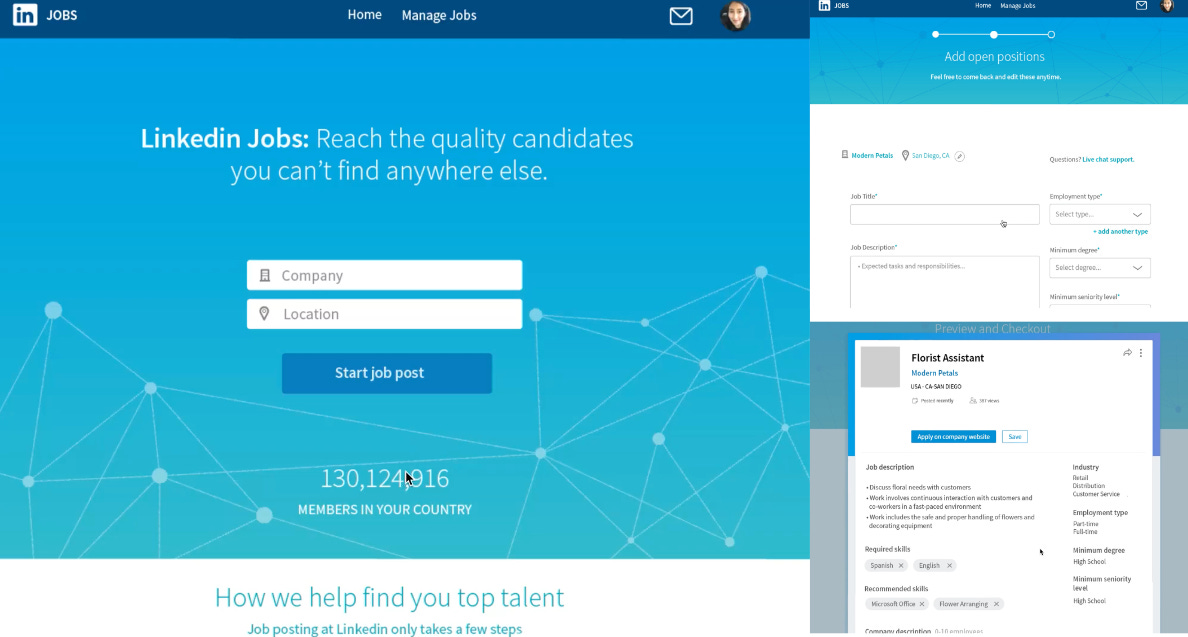a high fidelity prototype of a mock linkedin job search page