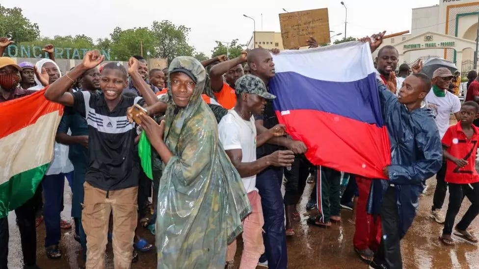 Coup supporters rally in Niamey Niger Coup supporters rally in Niamey Niger
