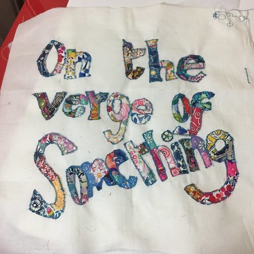 On the verge of something. Liberty scraps, raw edge appliqué.