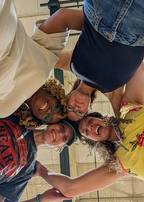 pickleball players pose and smile in Cloudcroft, New Mexico
