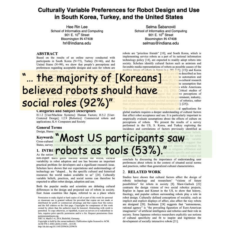 Culturally Variable Preferences for Robot Design and Use in South Korea, Turkey, and the United States