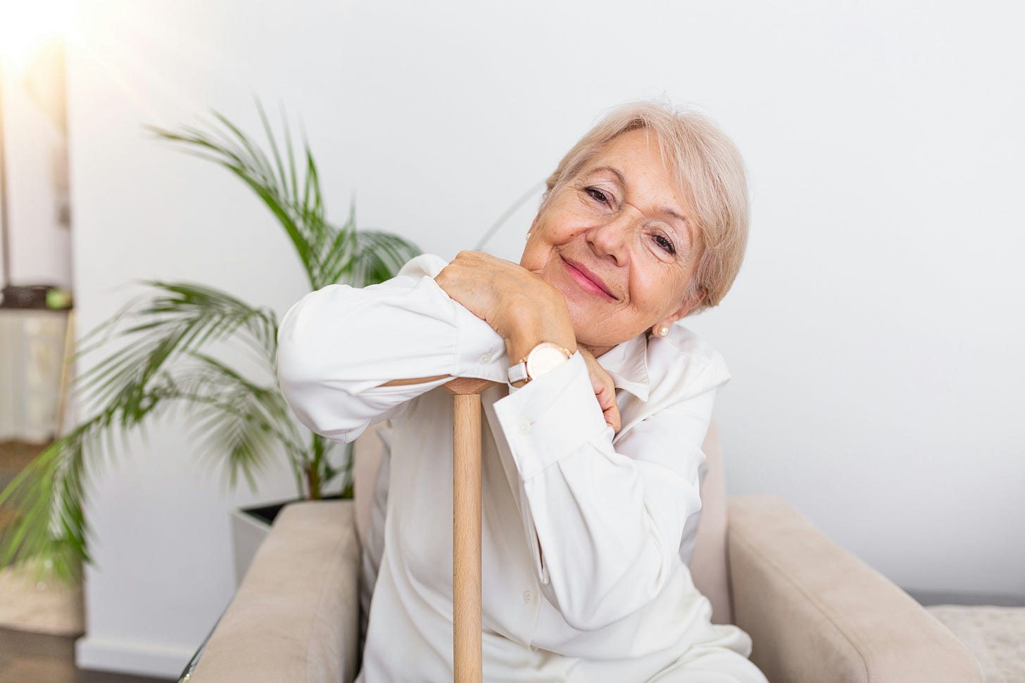 older woman gazing into camera