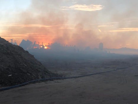 Platte Valley Fire Protection District responded to a large cattle barn fire near Weld County Road 49 and 52. (Courtesy of Platte Valley Fire Protection District Facebook page)