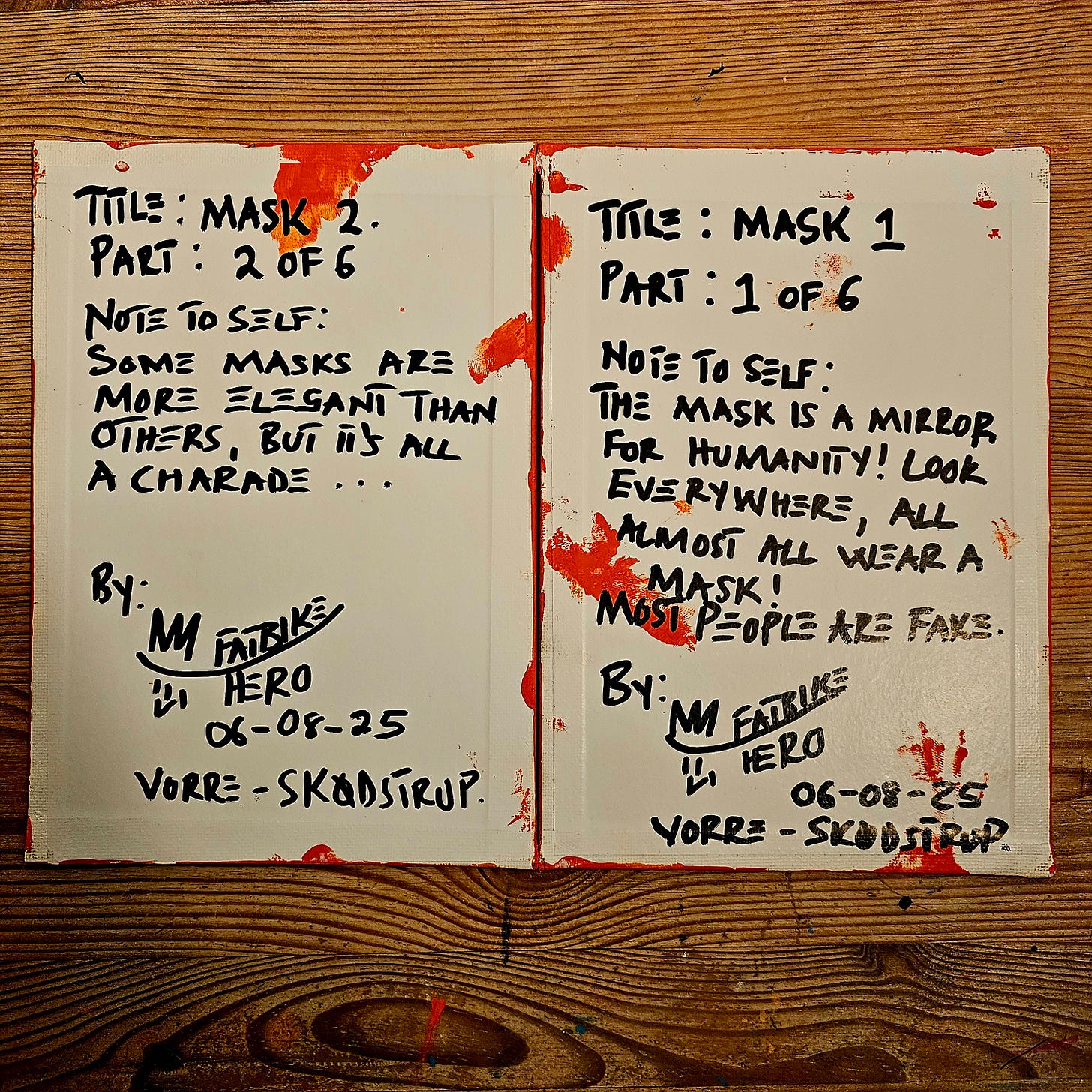 Handwritten notes about masks, identity, and human authenticity Handwritten notes about masks, identity, and human authenticity