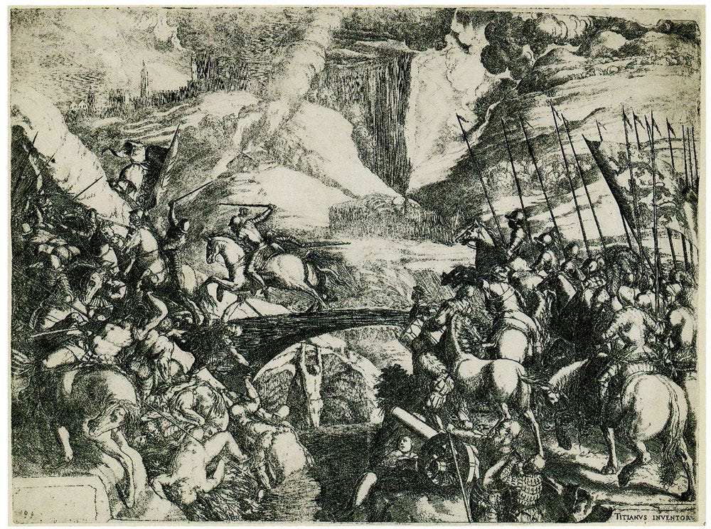 Giulio Fontana after Titian - The Battle of Cadore