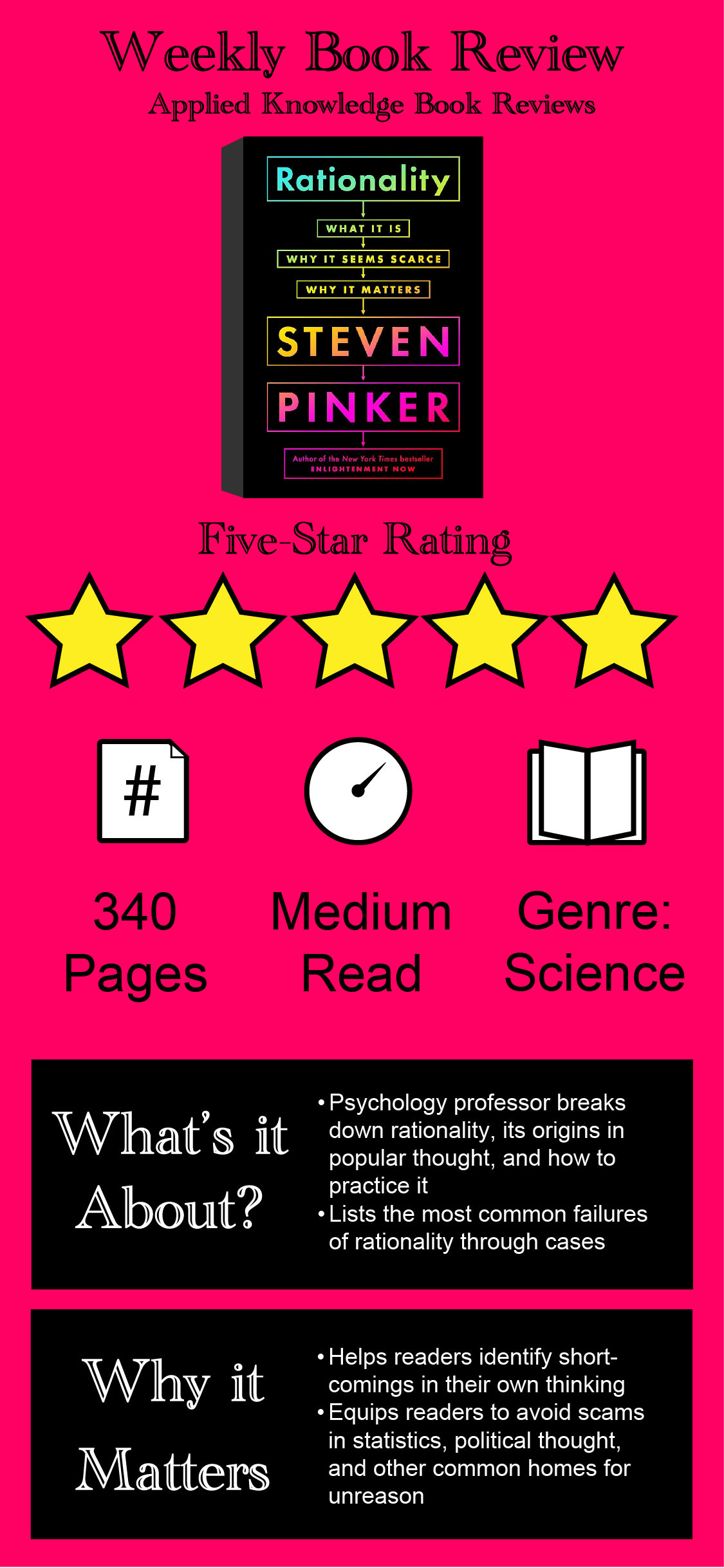 book review of rationality by steven pinker, a book about how rationality works and how to improve your own