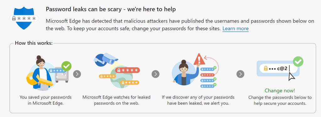 Microsoft Edge: remediation delle password compromesse Microsoft Edge: remediation delle password compromesse