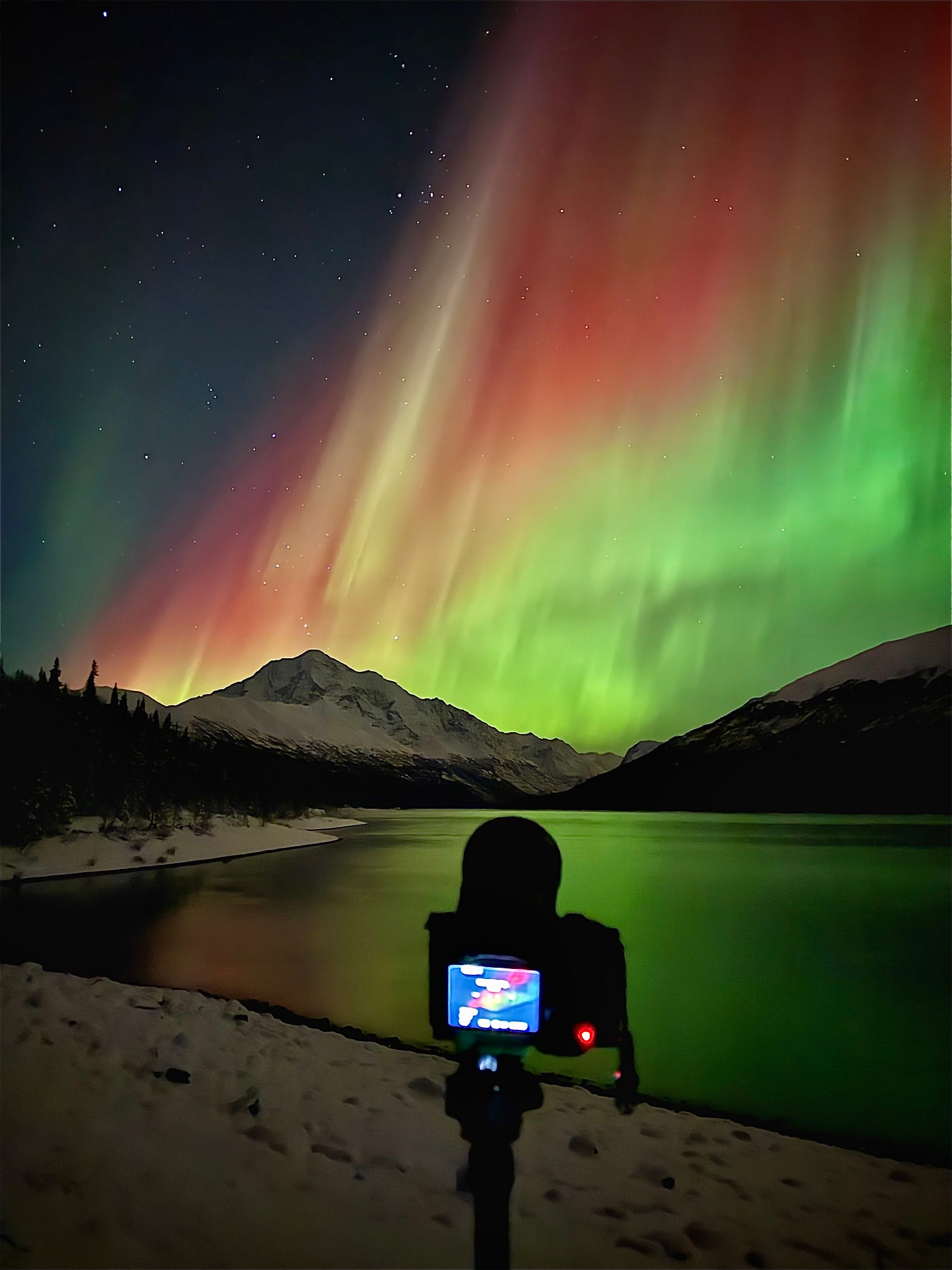 Auroras over the Chugach Mountains.