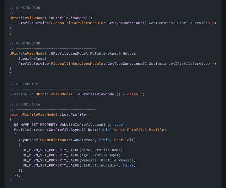 View Model Header and CPP