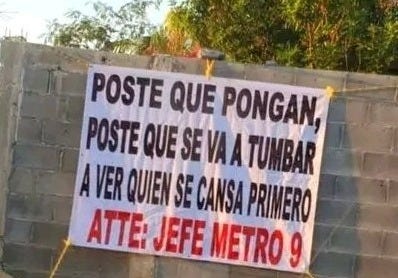 A “narco banner” bearing the name of “Jefe Metro 9” (Metro 9 Boss) appeared following his arrest and  the violent reaction from the cartel he led in Reynosa. 