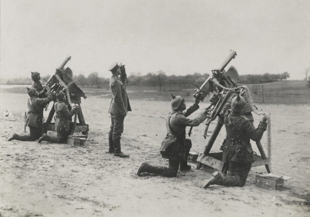 German Soldiers On The Eastern Front Aiming Anti-Aircraft Machine Guns ...