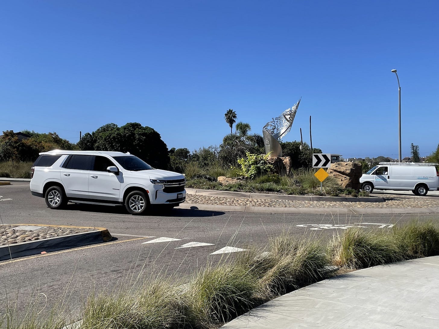 Roundabouts. in North County, such as this one on State Street and Coast Highway in Carlsbad, have been a controversial subject as cities try to lessen traffic and increase safety. Steve Puterski photo Roundabouts. in North County, such as this one on State Street and Coast Highway in Carlsbad, have been a controversial subject as cities try to lessen traffic and increase safety. Steve Puterski photo