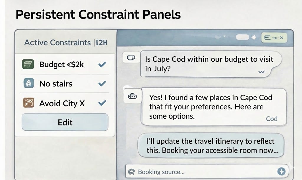 Persistent Constraint Panel outside of the specific conversation