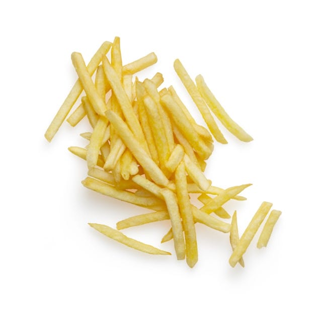 French fries on a white background.