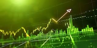 Dynamic stock market graph on a bright ...