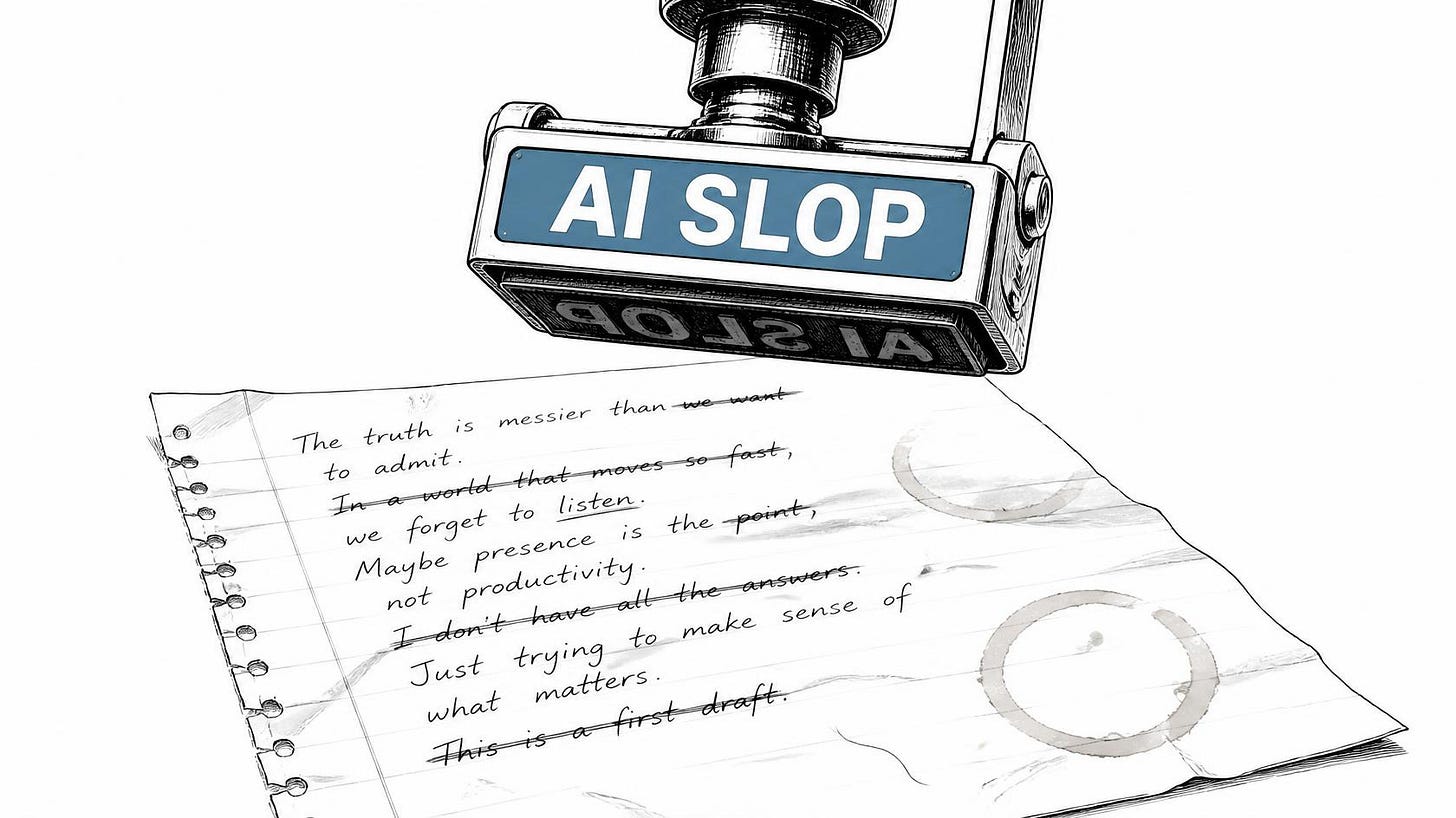 Handmade article about to be falsely stamped as artificial intelligence slop