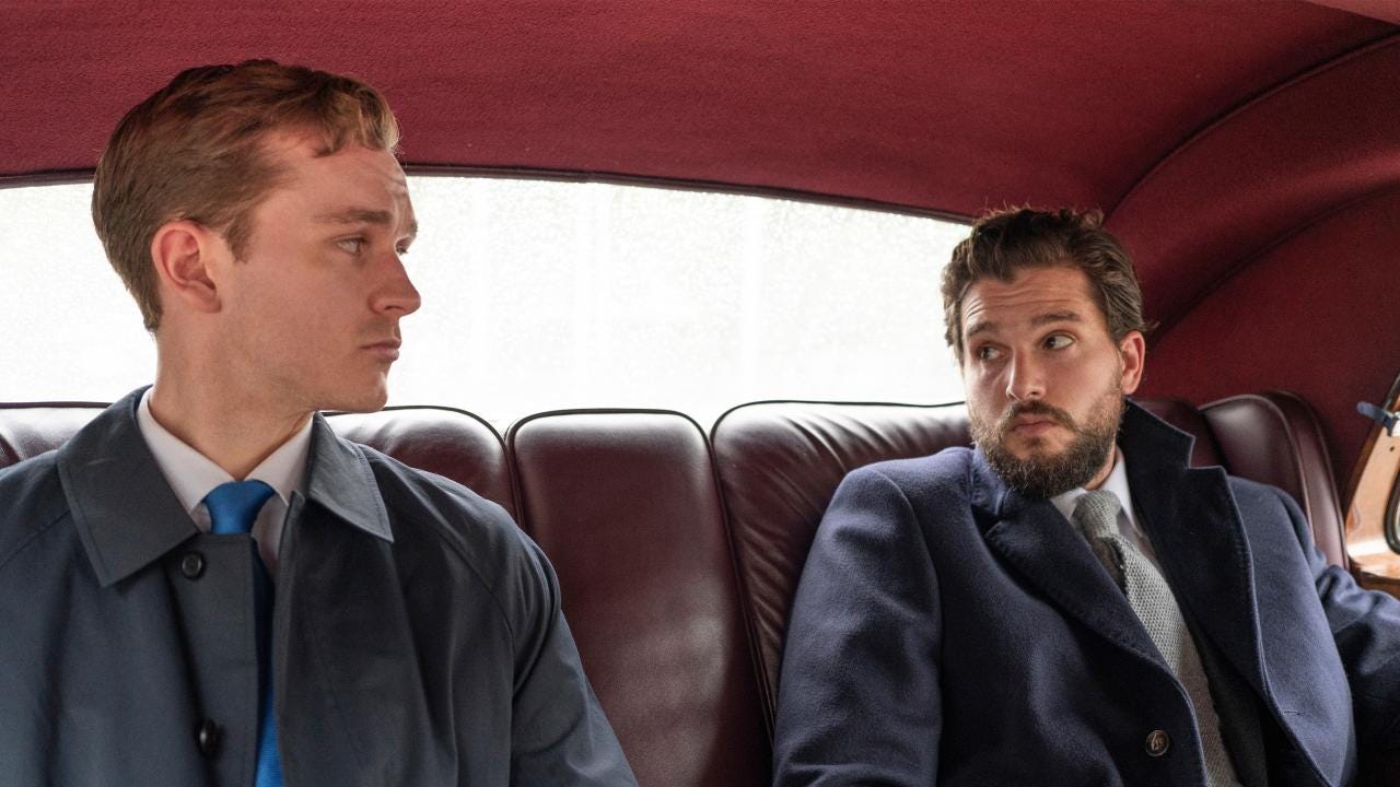 Harry Lawtey as Robert and Kit Harington as Henry in Industry Season 3
