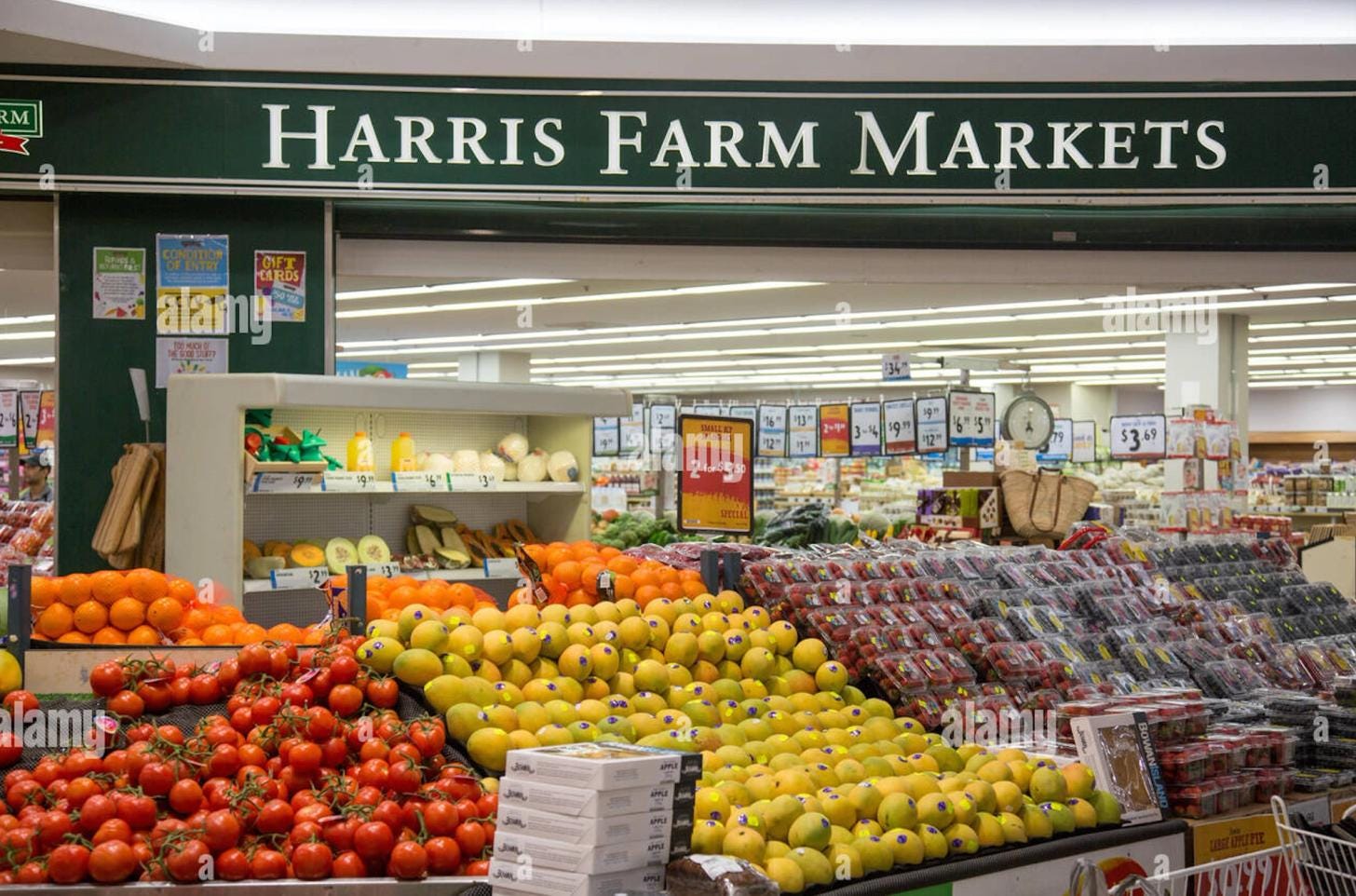 Interior of a Harris Farm Markets store. Interior of a Harris Farm Markets store.