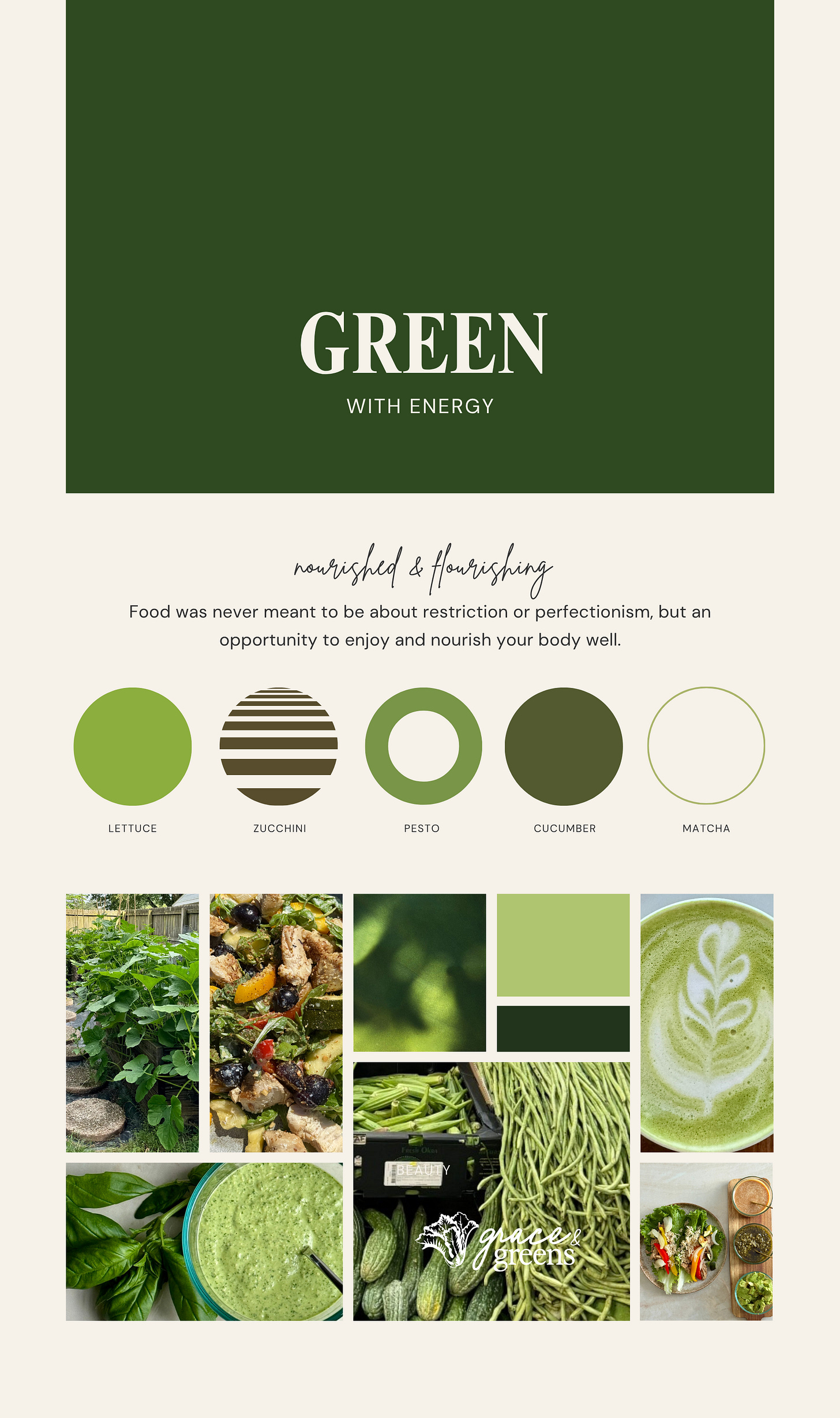 green with energy art piece with a variety of shades of green