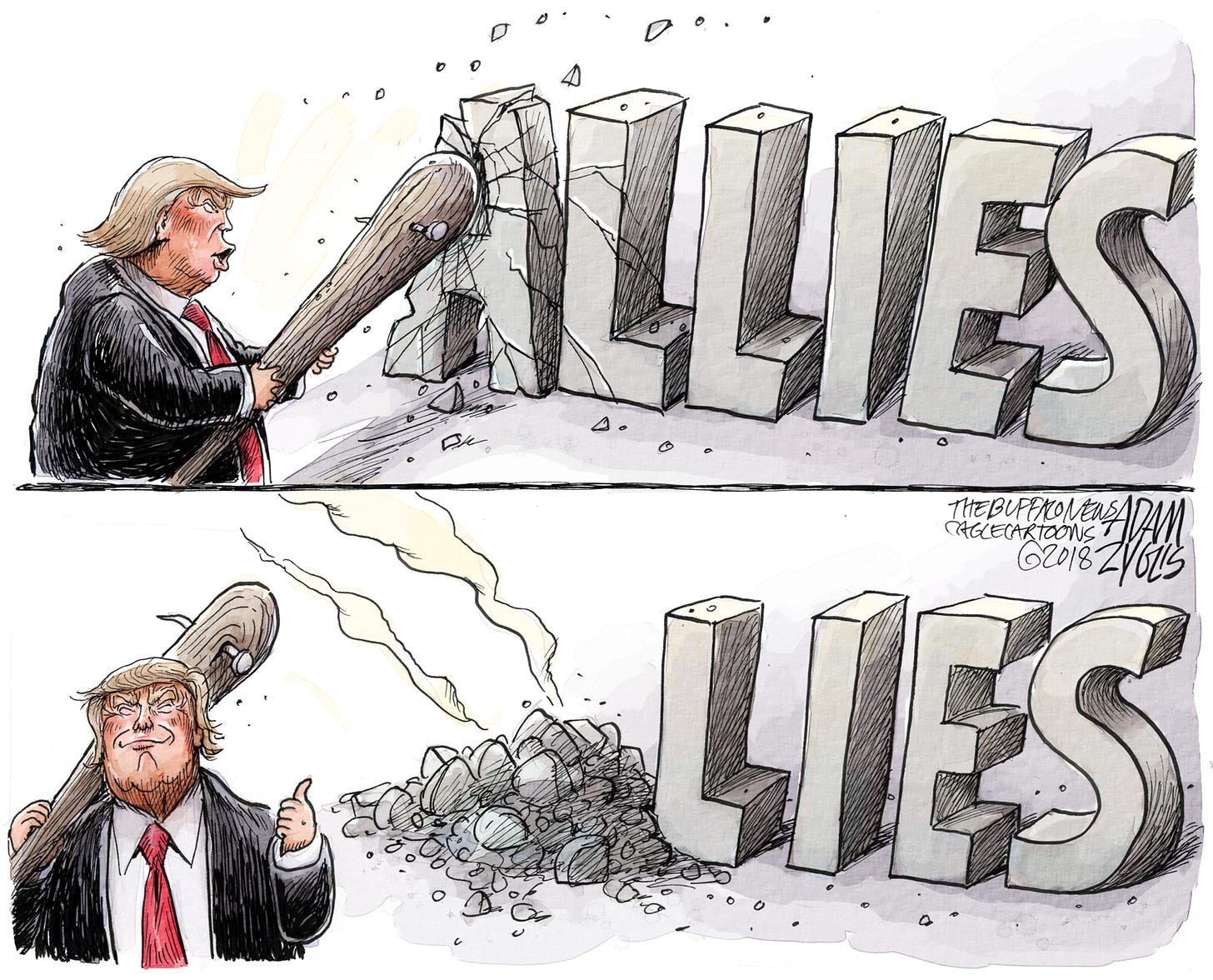 Political cartoon U.S. Trump destroying allies NATO EU foreign policy | The  Week