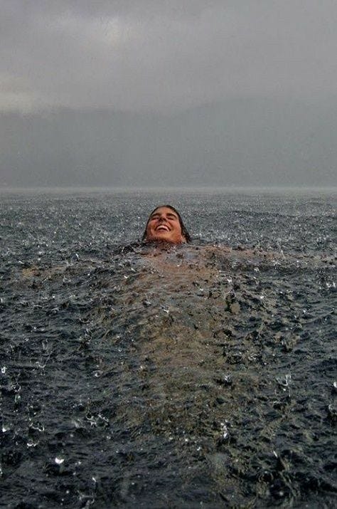 swimming in the rain