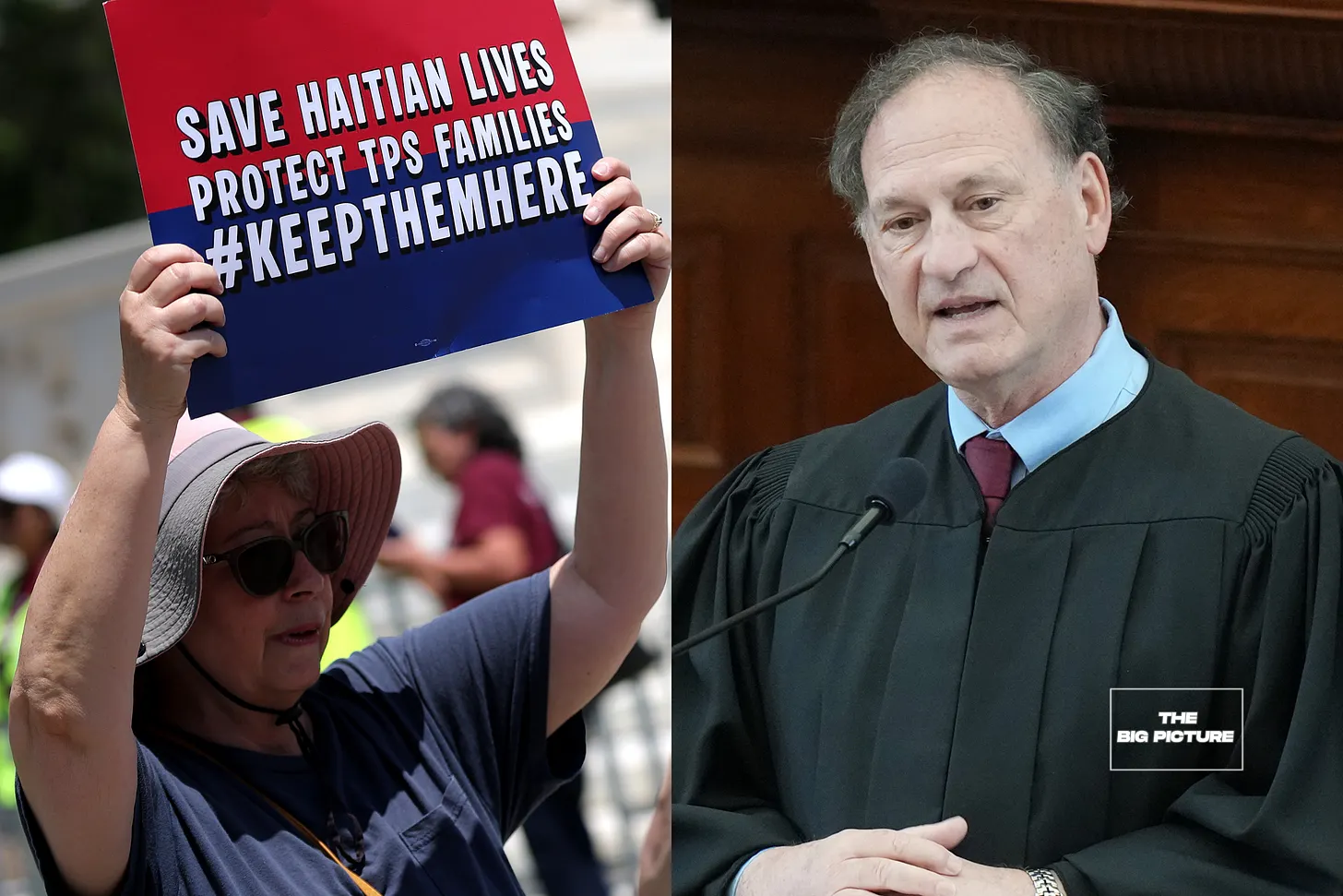 Immigration activist outside The Supreme Court. Credit: Kevin Dietsch/Getty Images Justice Samuel Alito.