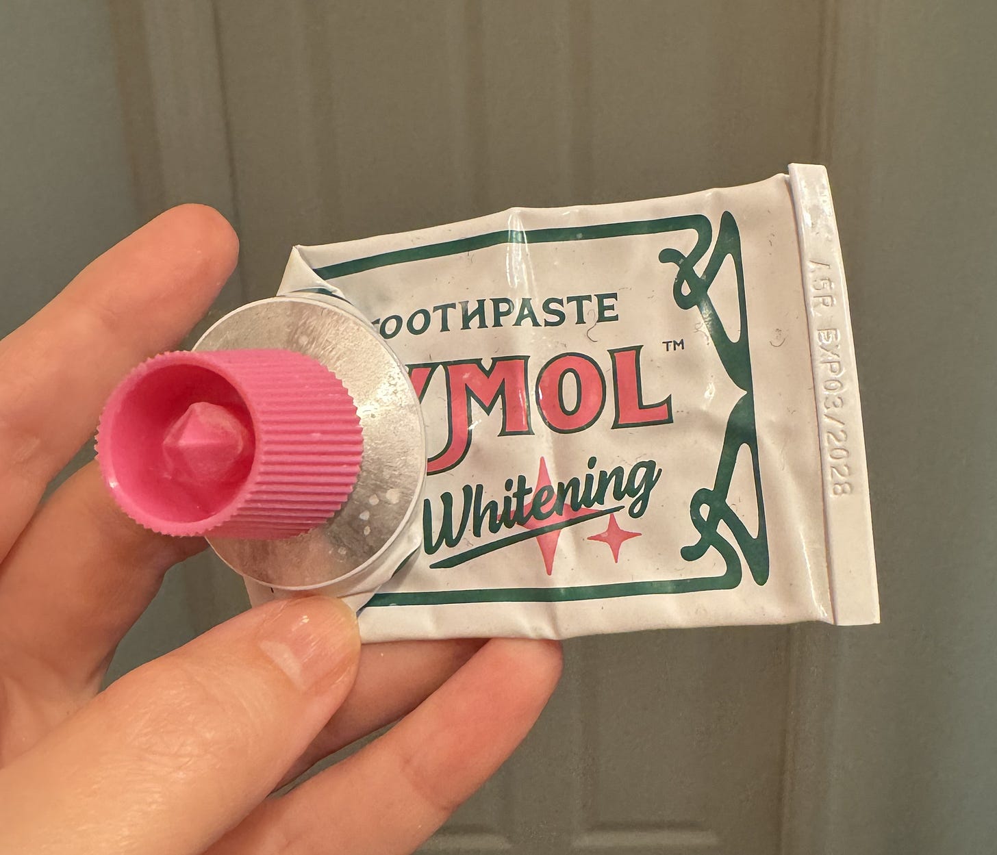Euthymol whitening toothpaste, empty, metal tube toothpaste