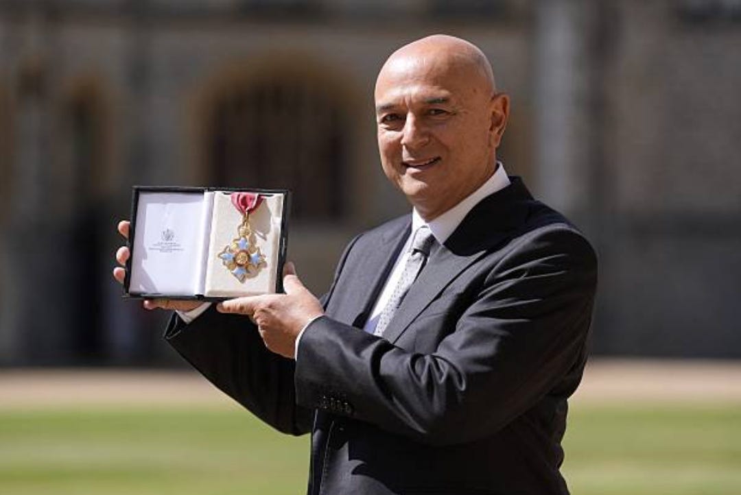 British businessman and former chairman of Premier League club Tottenham Hotspur, Daniel Levy, poses after being made a Commander of the Order of the British Empire (CBE) at an investiture ceremony at Windsor Castle in Windsor, west of London on May 13, 2026. (Photo by Andrew Matthews / POOL / AFP via Getty Images)