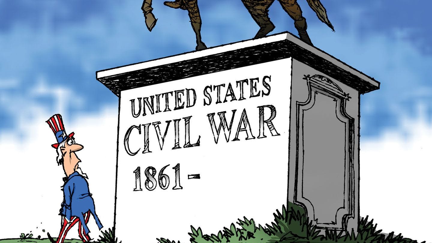 Political cartoon U.S. Civil War Confederate monuments America divided |  The Week