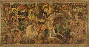 This painting commemorates the martyrdom of Imam Husayn, the grandson of the prophet Muhammad and the third imam, or leader, of the Shia Muslims. Source brooklynmuseum.org. This painting commemorates the martyrdom of Imam Husayn, the grandson of the prophet Muhammad and the third imam, or leader, of the Shia Muslims. Source brooklynmuseum.org.