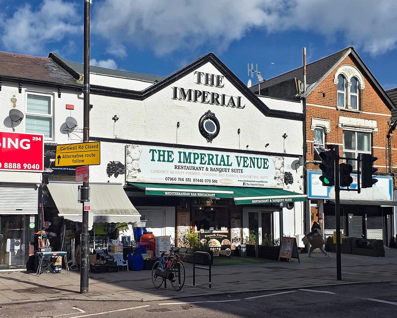 Photo: Acabashi / Wikimedia Commons (CC BY-SA 4.0) The Imperial Venue on West Green Road, Tottenham, London, England. The Imperial opened on 6 November 1913 as the Imperial Electric Theatre (cinema), designed by architect E. A. Thorne, with 427 seats on a single ground level with a small foyer. The f
