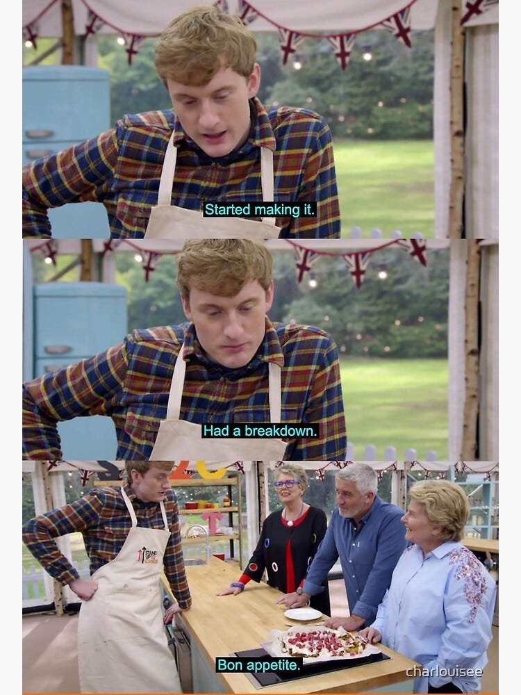 James Acaster Great British Bake Off " Postcard for Sale by charlouisee |  Redbubble