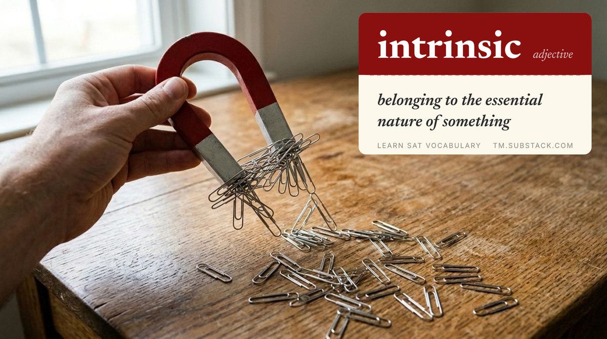 Illustration — “intrinsic” means belonging to the essential nature of something.
