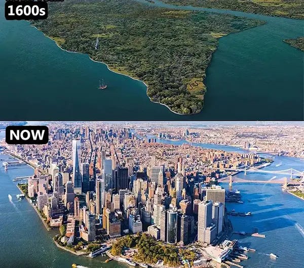 Manhattan, New York City: Iconic skyline, then and now. Manhattan, New York City: Iconic skyline, then and now.