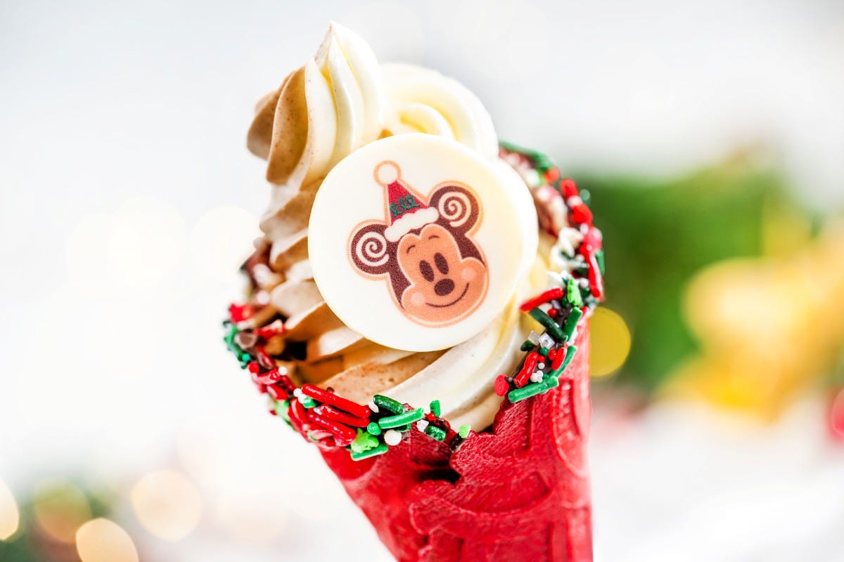 The Gingerbread Mickey Cone at Swirls on the Water. Image: Disney The Gingerbread Mickey Cone at Swirls on the Water. Image: Disney