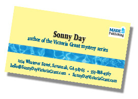 Business card example of book promotional materials.