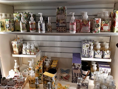 the curiosity store with candy sticks and lotions.