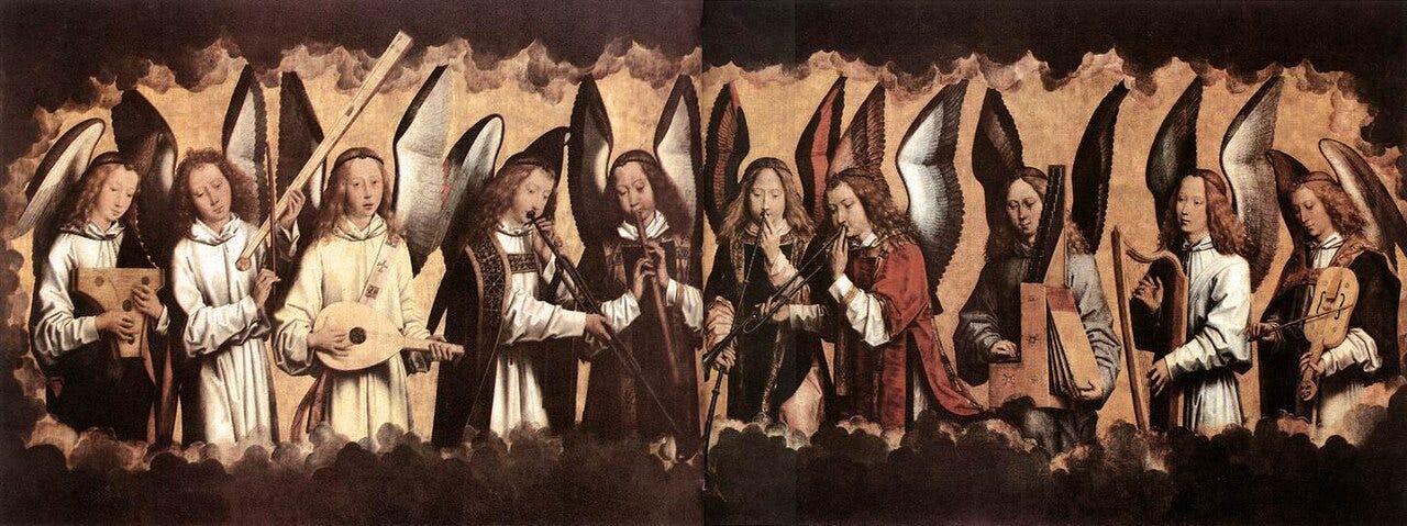 Hans Memling, Angel Musicians, about 1490 Hans Memling, Angel Musicians, about 1490