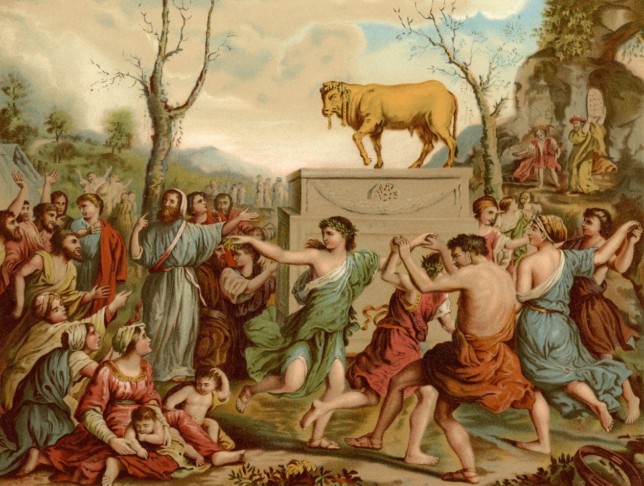 The Adoration of the Golden Calf by Nicolas Poussin
