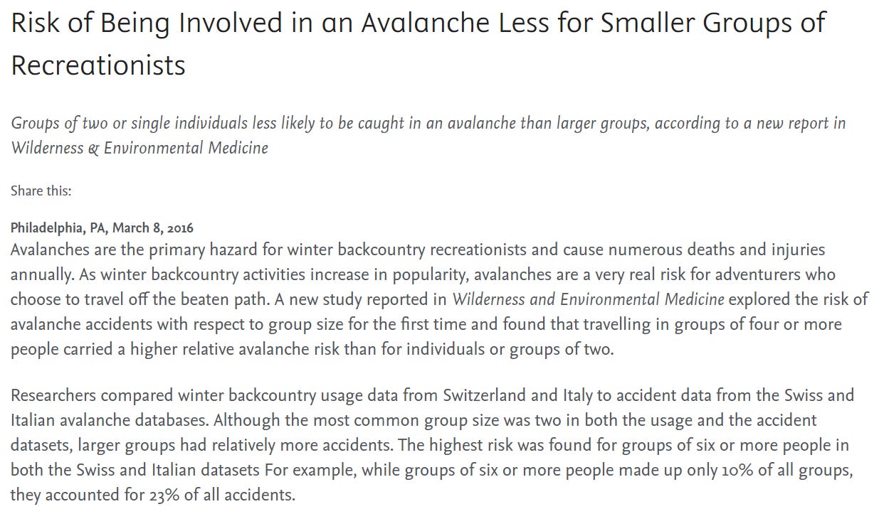 risk of avalanche groups