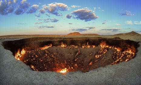 The crater fire near Darvaza, Turkmenistan, The crater fire near Darvaza, Turkmenistan,