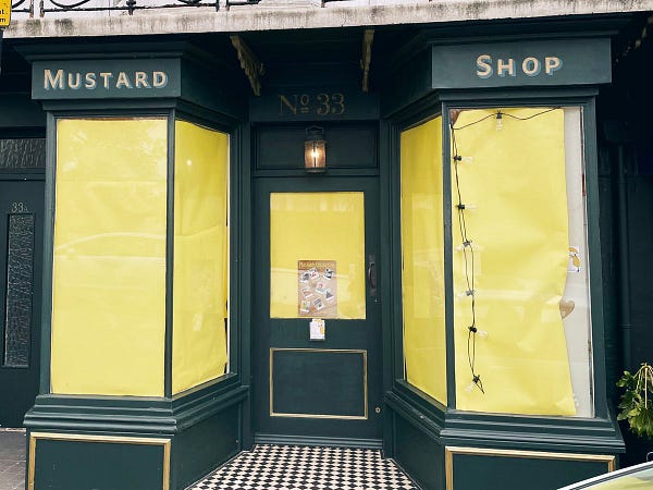 Mustard shop with wineries covered in yellow